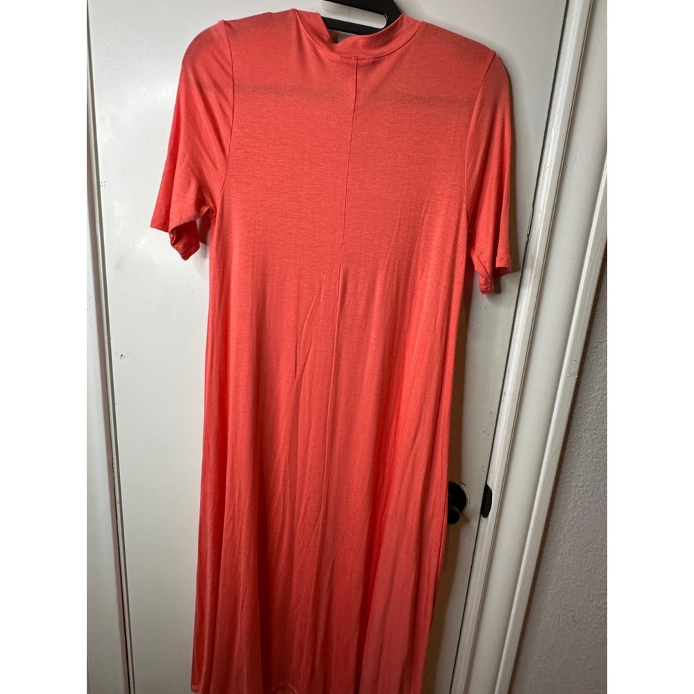 Iconic Luxe Coral Pink Short Sleeve Maxi Dress Small PV2019 Made in USA - Picture 5 of 7